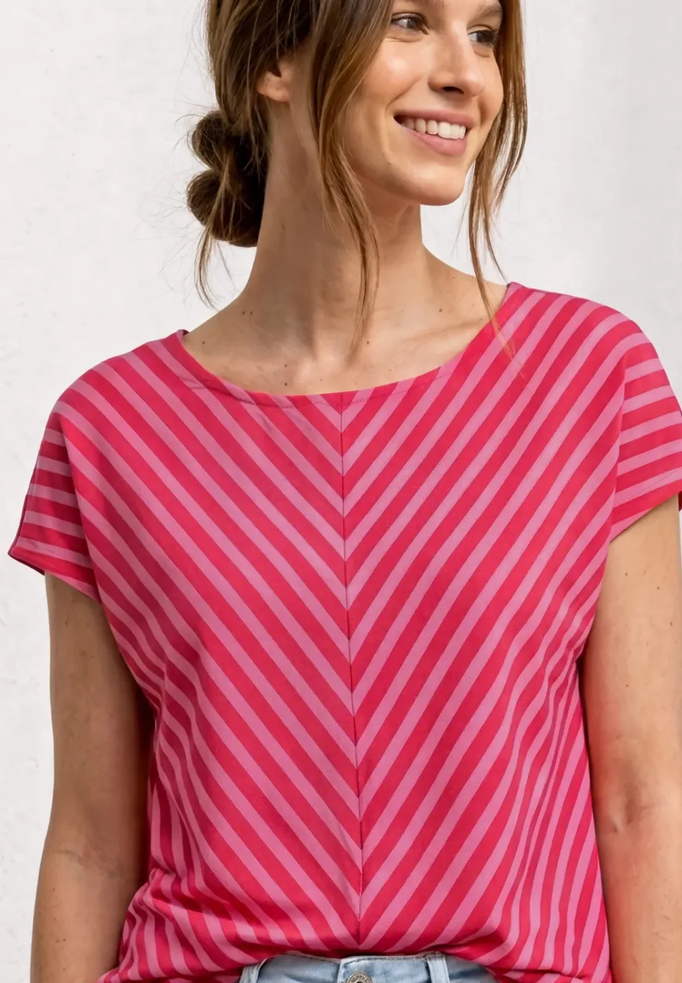 Shirt met korte mouwen en gestreept patroon