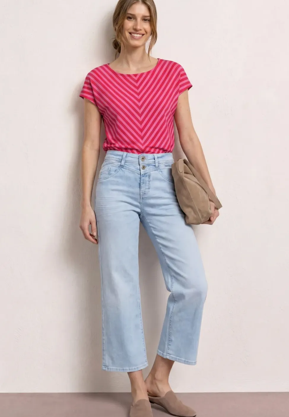 Shirt met korte mouwen en gestreept patroon