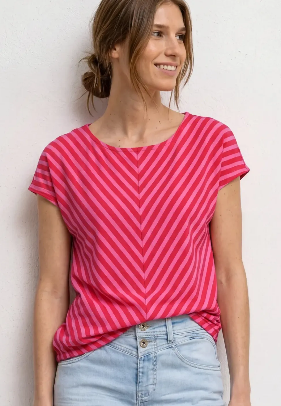 Shirt met korte mouwen en gestreept patroon