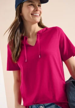 Shirt met korte mouwen en gespleten hals