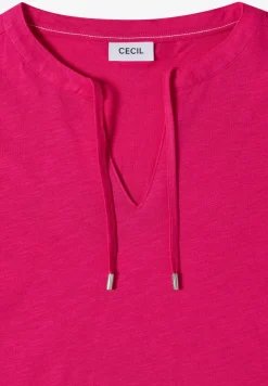 Shirt met korte mouwen en gespleten hals