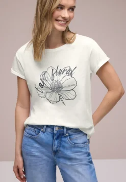 Shirt met korte mouwen en bloemen Artwork