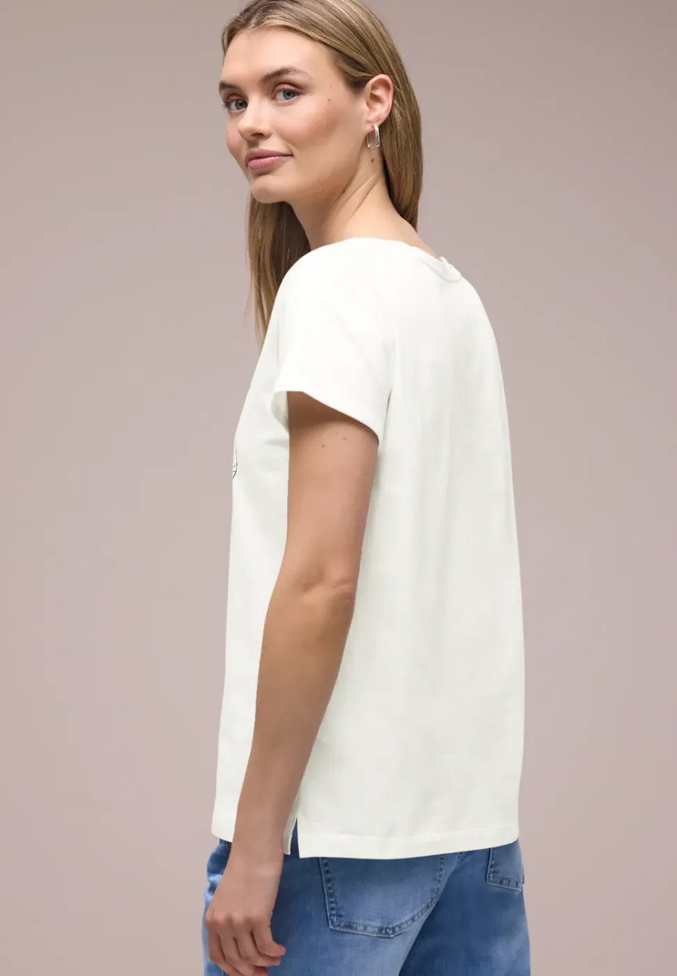 Shirt met korte mouwen en bloemen Artwork