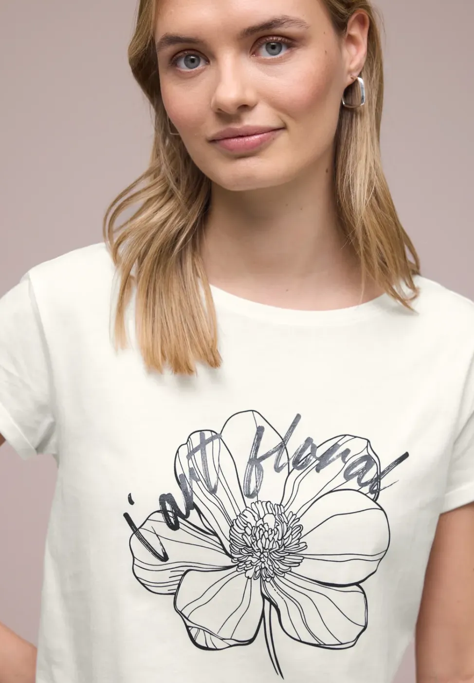 Shirt met korte mouwen en bloemen Artwork