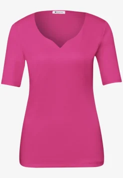 Shirt met korte mouwen en hartvormige halslijn