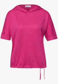 Shirt met korte mouwen en capuchon met trekkoord