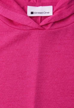 Shirt met korte mouwen en capuchon met trekkoord