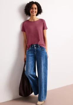 Shirt met korte mouwen en boothals
