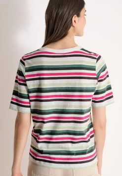 Shirt met korte mouwen en meerkleurige strepen