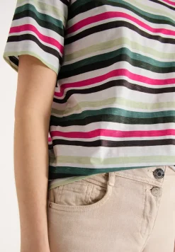 Shirt met korte mouwen en meerkleurige strepen
