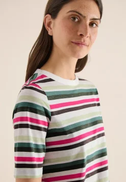 Shirt met korte mouwen en meerkleurige strepen