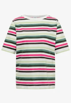 Shirt met korte mouwen en meerkleurige strepen