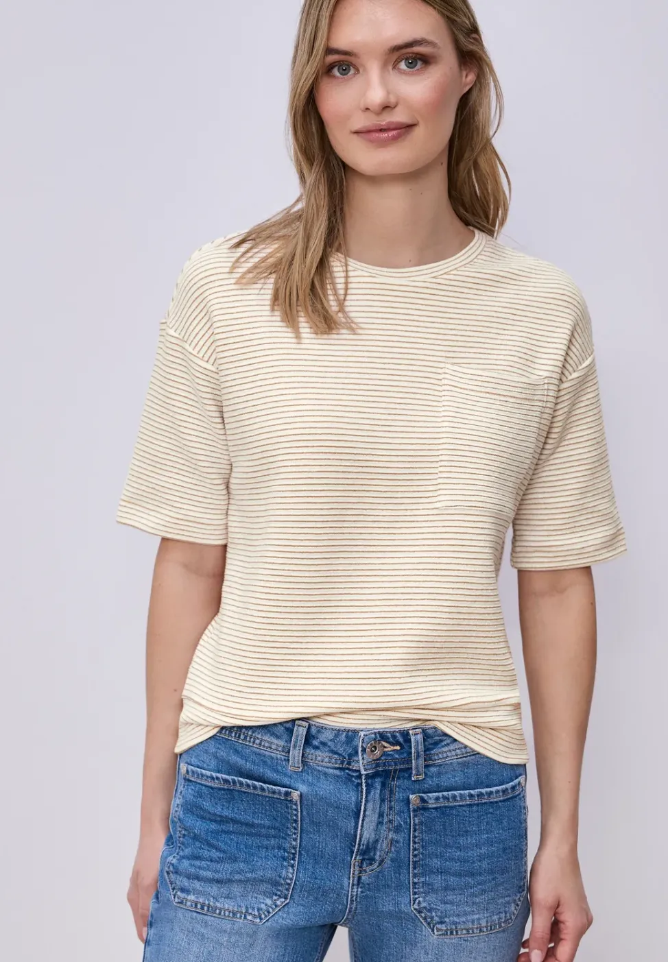 Shirt met korte mouwen en gestructureerde strepen