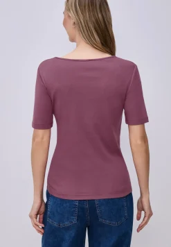 Shirt met korte mouwen en hartvormige halslijn