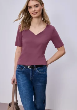 Shirt met korte mouwen en hartvormige halslijn