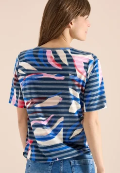 Shirt met korte mouwen en burn-out strepen