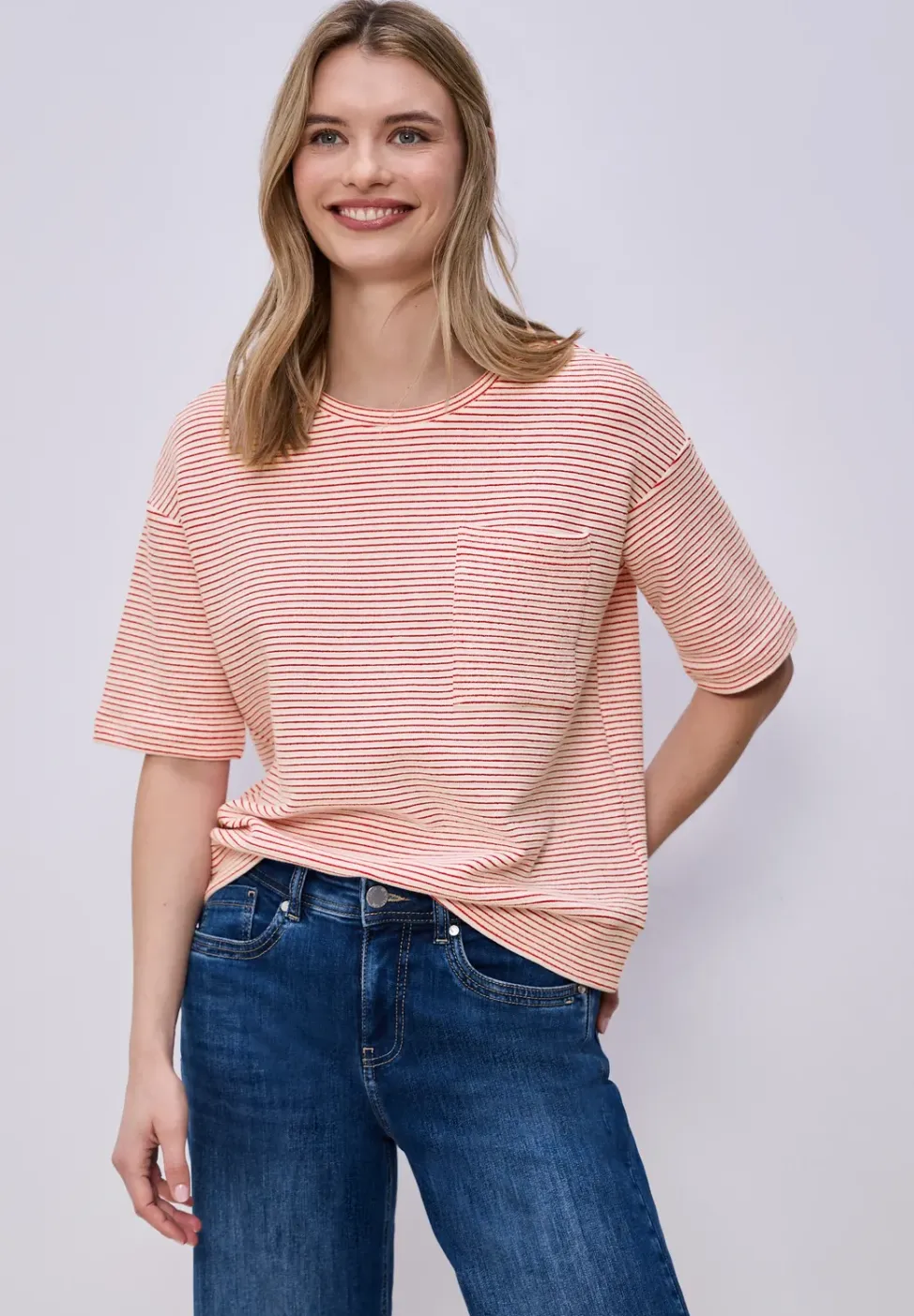 Shirt met korte mouwen en gestructureerde strepen
