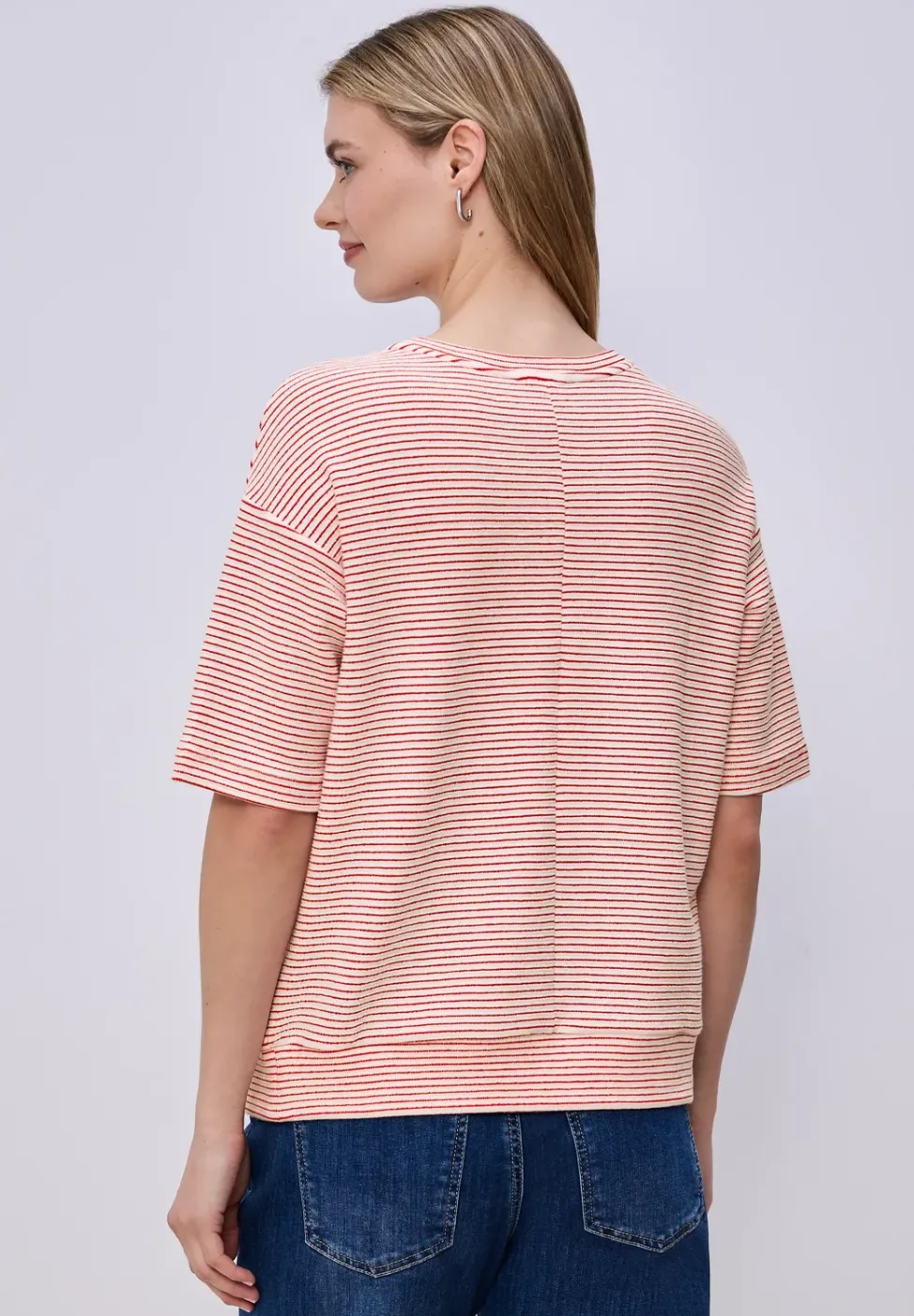Shirt met korte mouwen en gestructureerde strepen