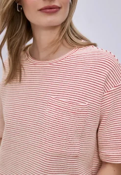 Shirt met korte mouwen en gestructureerde strepen