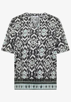 Shirt met korte mouwen, gespleten hals en print