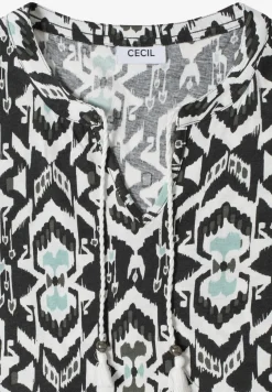 Shirt met korte mouwen, gespleten hals en print