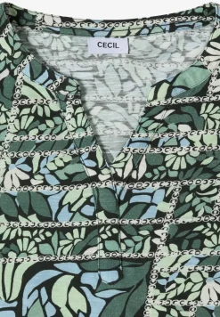 Shirt met korte mouwen, gespleten hals en print
