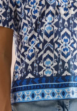 Shirt met korte mouwen, gespleten hals en print