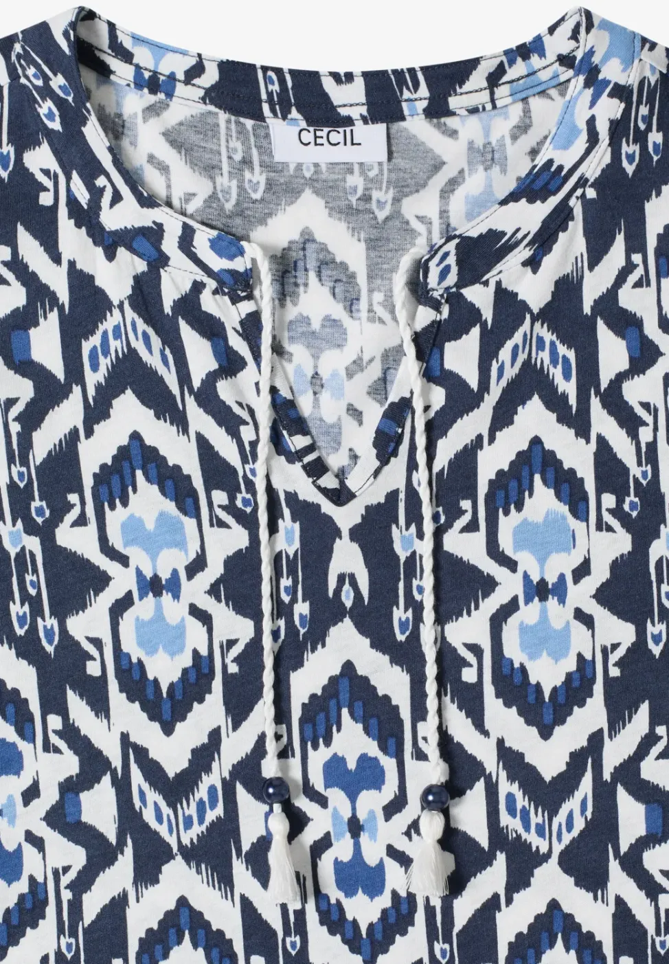Shirt met korte mouwen, gespleten hals en print