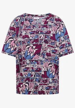 Shirt met korte mouwen, gespleten hals en print