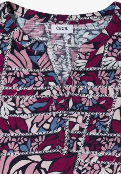 Shirt met korte mouwen, gespleten hals en print