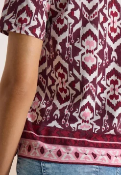 Shirt met korte mouwen, gespleten hals en print