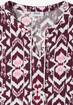 Shirt met korte mouwen, gespleten hals en print