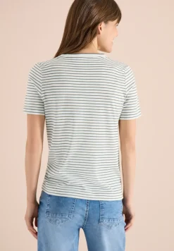 Shirt met korte mouwen, ronde hals en strepen
