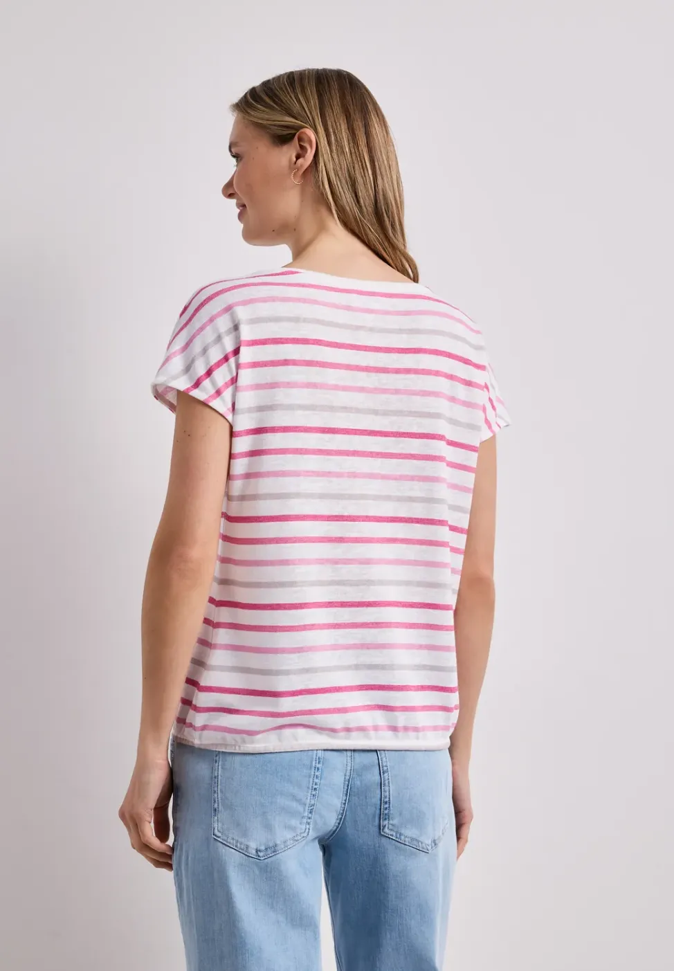 Shirt met korte mouwen, ronde hals en strepen