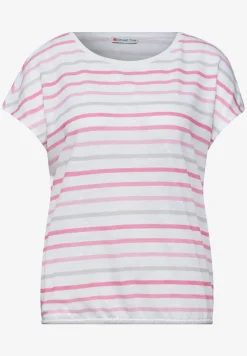 Shirt met korte mouwen, ronde hals en strepen