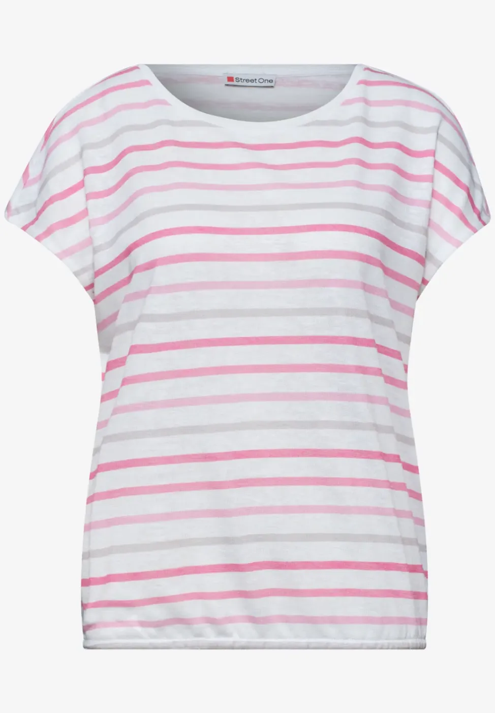 Shirt met korte mouwen, ronde hals en strepen
