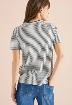 Shirt met korte mouwen, ronde hals en strepen