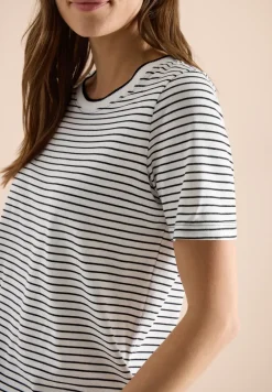 Shirt met korte mouwen, ronde hals en strepen