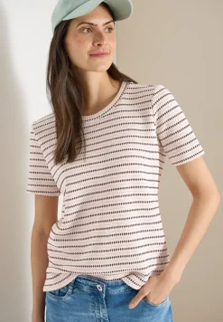 Shirt met korte mouwen, ronde hals en structuur