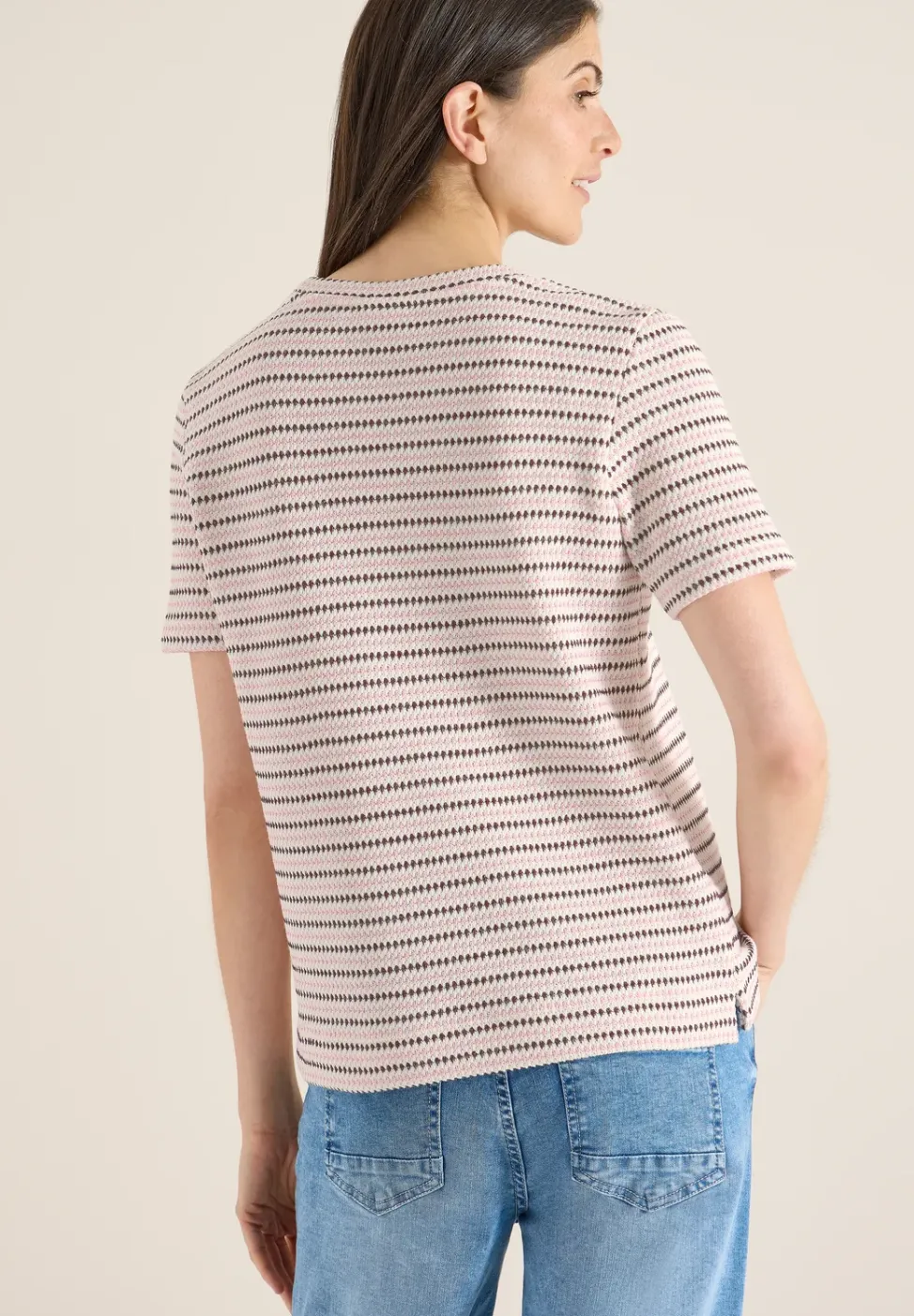 Shirt met korte mouwen, ronde hals en structuur