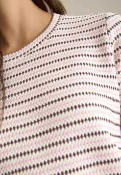 Shirt met korte mouwen, ronde hals en structuur