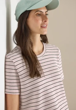 Shirt met korte mouwen, ronde hals en structuur