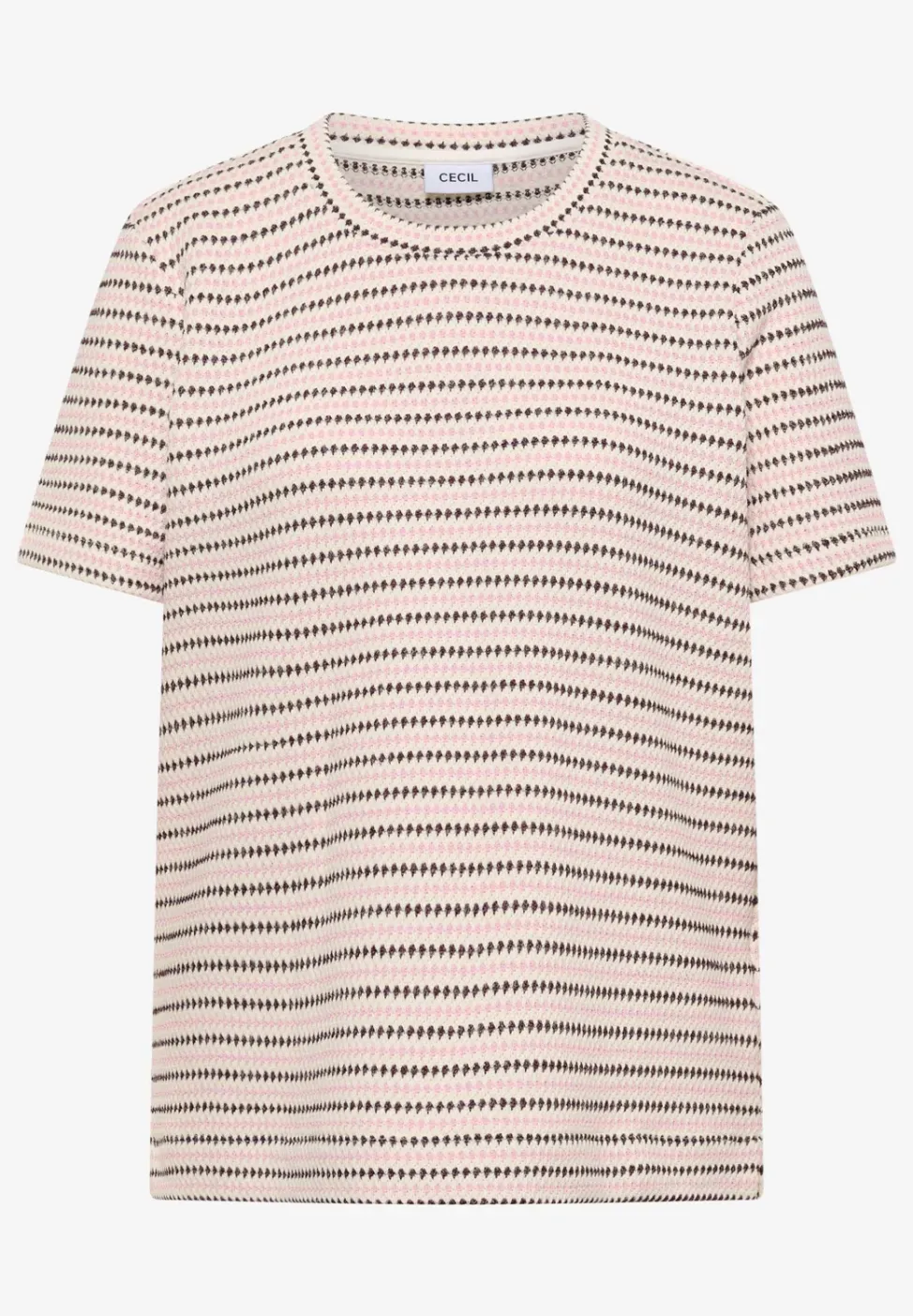Shirt met korte mouwen, ronde hals en structuur