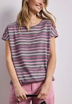 Shirt met korte mouwen, ronde hals en strepen