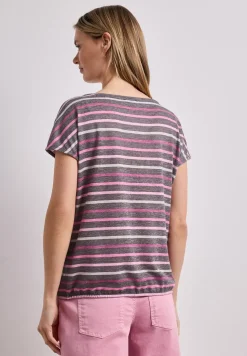 Shirt met korte mouwen, ronde hals en strepen