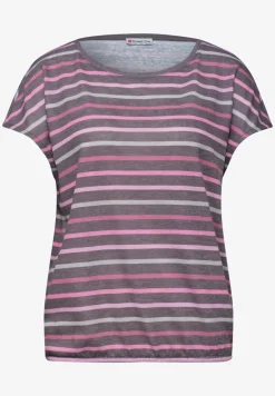 Shirt met korte mouwen, ronde hals en strepen