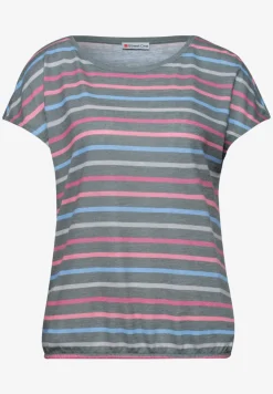 Shirt met korte mouwen, ronde hals en strepen