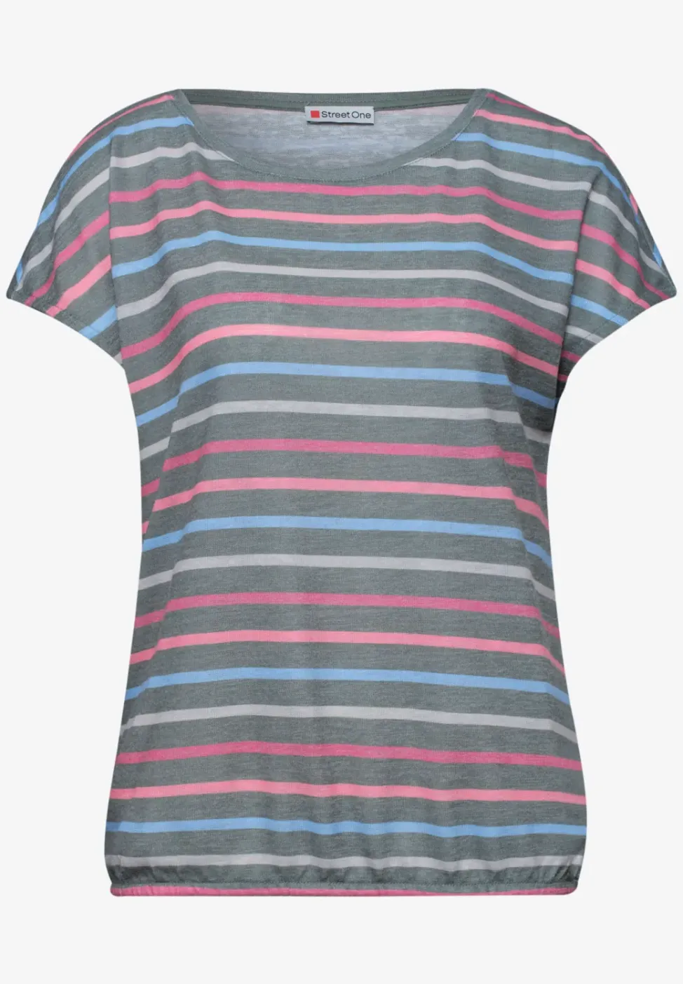 Shirt met korte mouwen, ronde hals en strepen