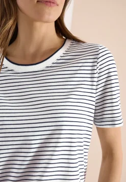 Shirt met korte mouwen, ronde hals en strepen