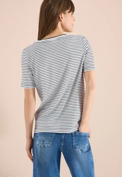 Shirt met korte mouwen, ronde hals en strepen